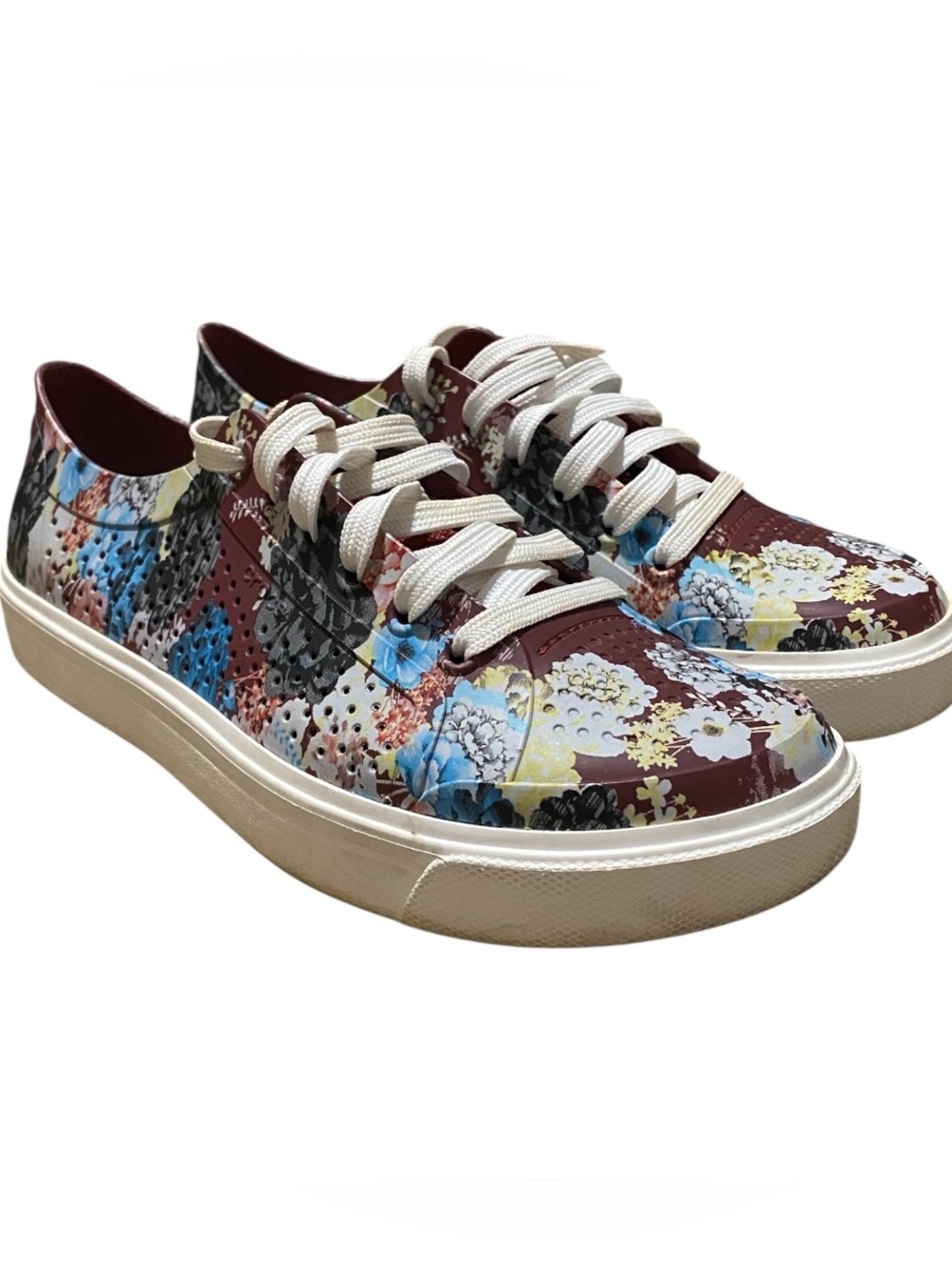 Crocs Floral Print Lace Up EVA Shoes Sz 7